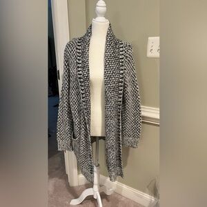J. Jill Black and White Open-Front Cardigan, EUC, L